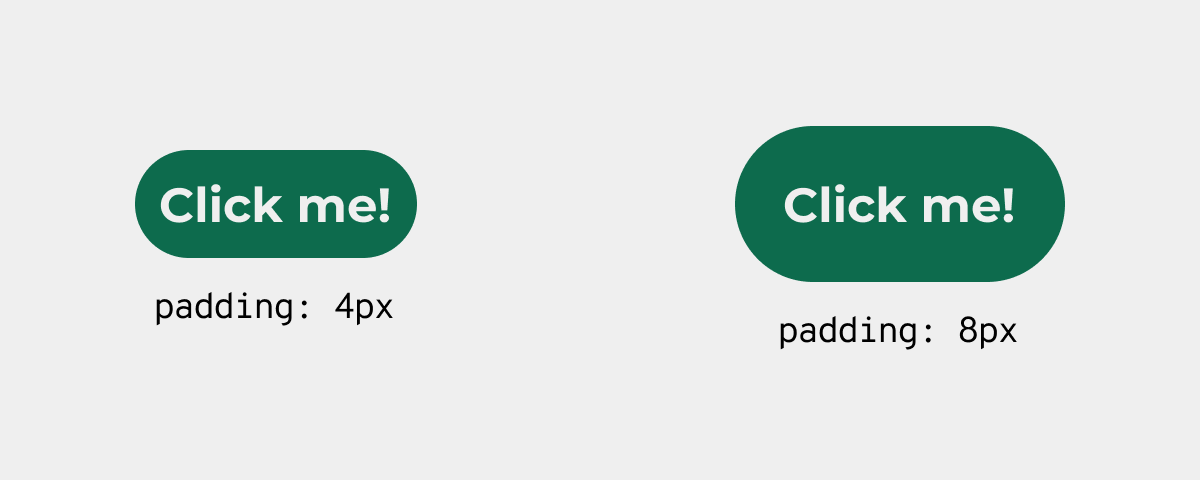 Equal padding on a button, one with 4px, one with 8px